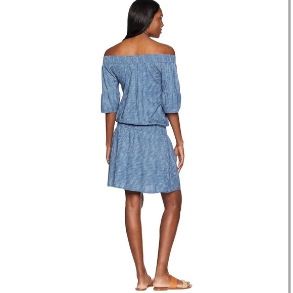 PRANA Lenora Dress Blue Sprinkle Off Shoulder Casual Size XS - Picture 6 of 12